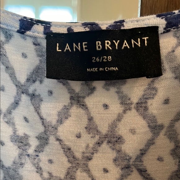 Lane Bryant Blue and White Patterned top - Picture 2 of 3